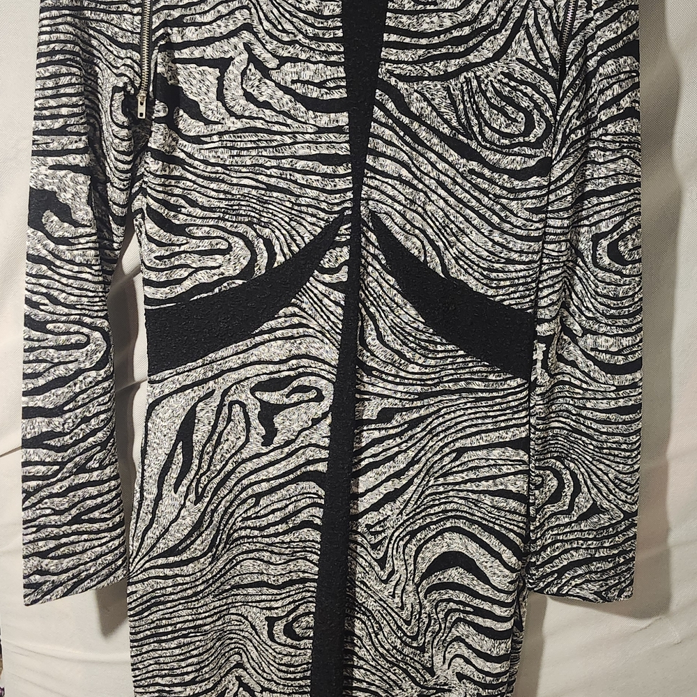 Black and White Patterned Long Sleeve Dress